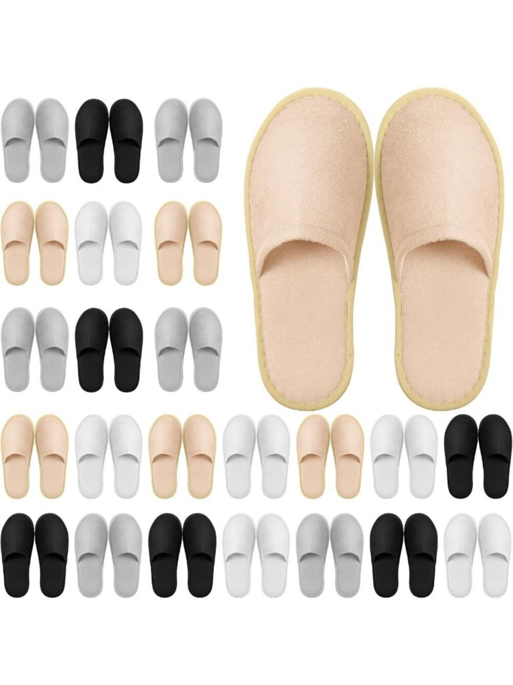 24 Pairs Disposable Guest Slippers - Soft, Comfortable, Bulk Pack for Events